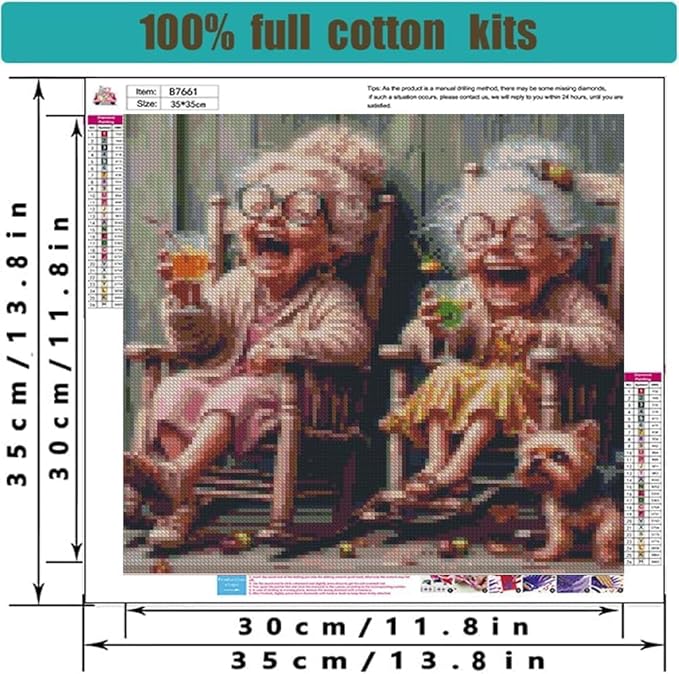 Stamped Cross Stitch Kits for Adults - Grandma Embroidery Kits for Beginners Adults,11 CT Patterns Dimensions Counted Cross Stitch Kits for Adults Arts Craft 14x14 in