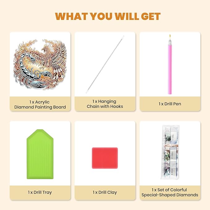 MXJSUA Scorpion and Phoenix Diamond Art Hanging Kits for Adults Beginners, DIY Acrylic Special Shaped Crystal Animals Diamond Gem Art Pendant Drills Painting Ornament for Home Wall Decor and Gift