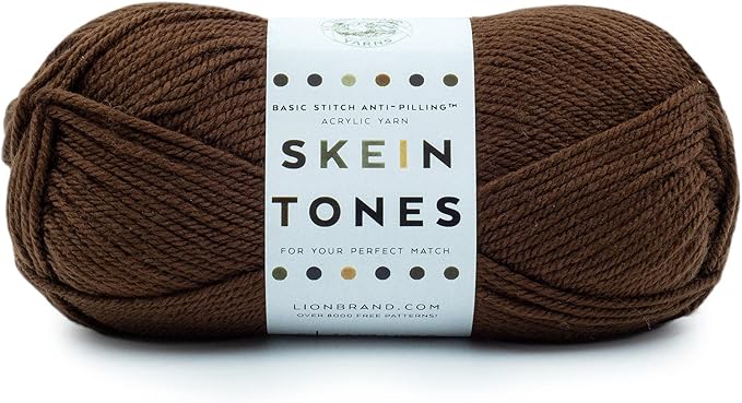 Lion Brand Yarn Basic Stitch Anti-Pilling Yarn for Crocheting, Knitting, and Crafts, Cocoa, 1 Pack