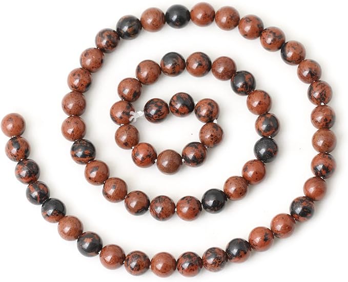 cheavian 60pcs 6mm natural mahogany obsidian stone round loose beads for jewelry making 1 strand 15"