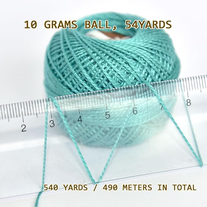 Double Mercerized Egyptian Long Staple Cotton Pearl Thread Ball 10 Grams Rainbow Color Embroidery Thread 10 Colors per Box for Crochet Hardanger Cross Stitch Hand Embroidery,cayon Series
