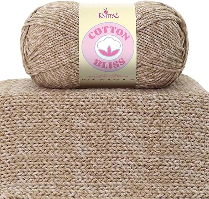 Cotton Bliss Soft Cotton Blend Yarn for Crocheting, 4-Pack (640Yds / 400G), Free Patterns, Beginners Friendly - #4 Medium Worsted Weight Yarn for Baby Blanket - Burnt Sandalwood