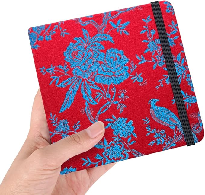 Square 5x5 Bleedproof Marker Paper Pad, 110 GSM Alcohol Ink Bristol Paper Sketchbook, Handmade Journal Hardbound 88 Sheets (176 Pages) Markers Ink Mediums Art Sketch Book Red Blue Rose