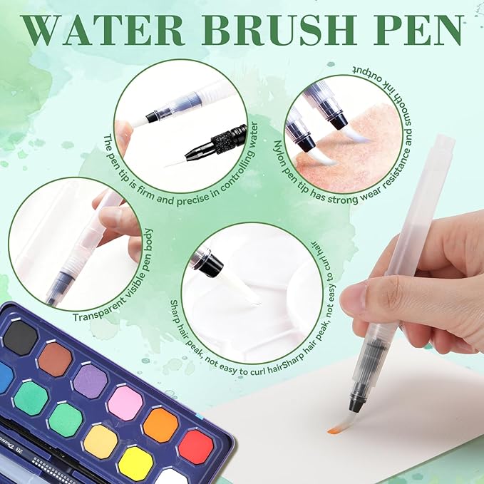 Watercolor Coloring Book Set with Paint & Brush – 12 Colors Fruit Theme, Art Therapy Activity Kit for Classroom, Corporate Events, Employee Birthday Gifts, ADHD Relaxation & Stress Relief
