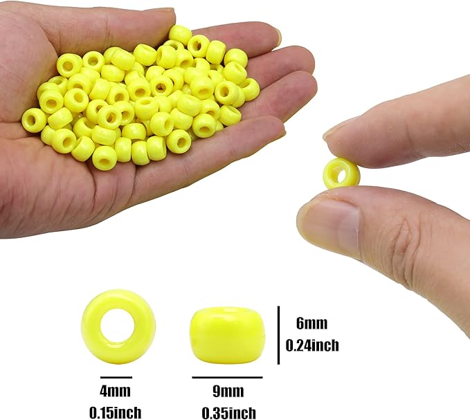 gmma 1000 pcs yellow pony beads for jewelry making - plastic fall beads for friendship bracelets, necklaces - thanksgiving autumn diy party decoration supplies