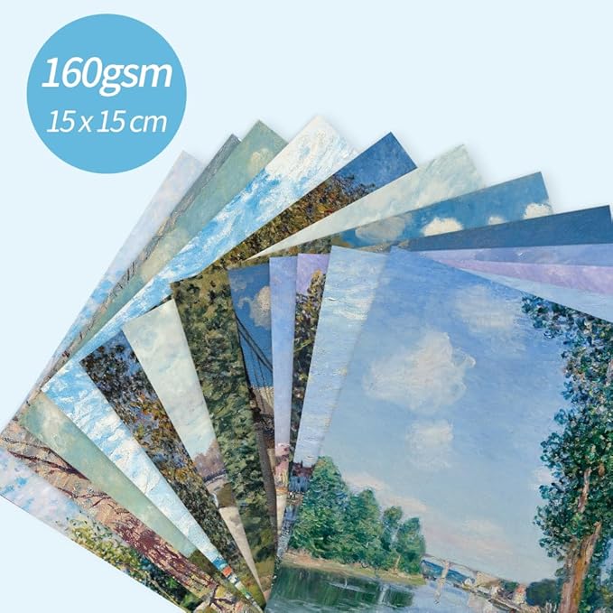 6x6" 160gsm Cardstock Single Sided Scrapbooking 24 Papers Pad Vintage Decoupage Scrapbook Kit Patterned Paper Junk Journal Supplies Journaling Supply Scrap Paper Crafting. Famous Paintings