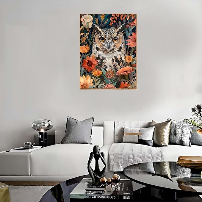 Owl Stamped Cross Stitch Kits for Adults Beginner, Flowers Counted Cross Stitch Kits Printed Stitching Cute Patterns Dimensions Needlepoint Art Crafts Embroidery Kits for Adults