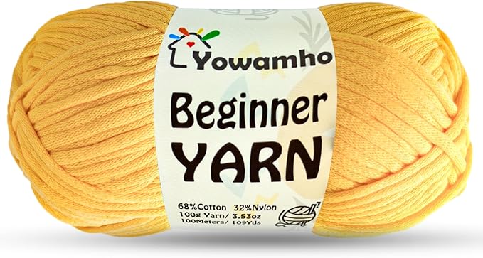 Yarn for Crocheting & Knitting, 100g Cotton Yarn for Beginners with Easy-to-See Stitches,100m (109yds) Worsted Soft Cotton-Nylon Blend Yarn, Light Orange.