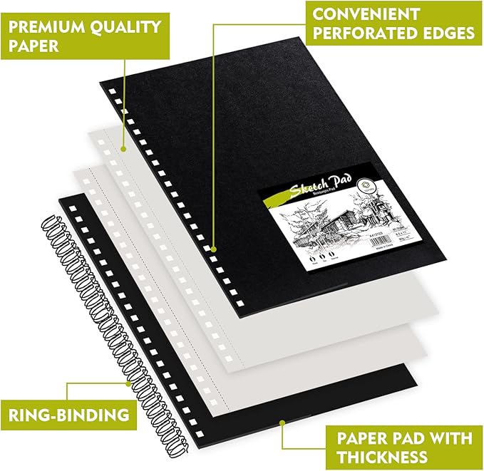Conda 8.5"x11" Hardbound Sketch Book, 80-Sheets 90gsm Double-Sided Hardcover Sketchbook, Spiral Sketch Pad, Durable Acid Free Drawing Art Paper for Adults