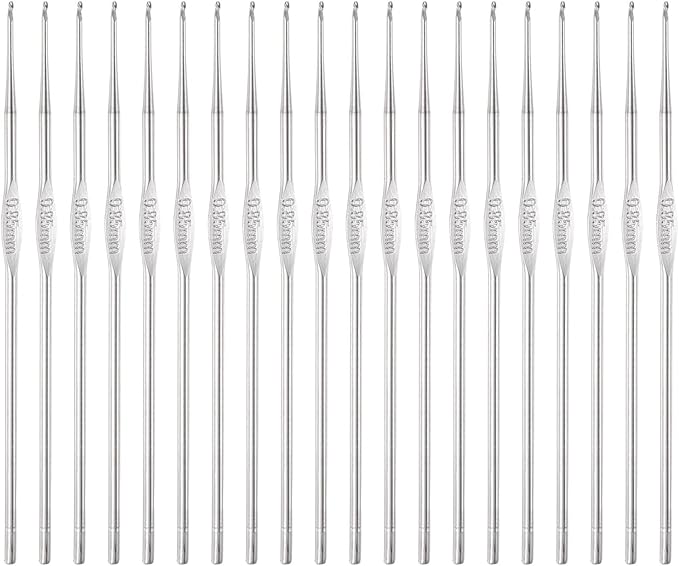 uxcell 20Pcs Crochet Hook Stainless Steel 0.85mm US Size 13 Metal Knitting Needles for DIY Craft Lace Yarn