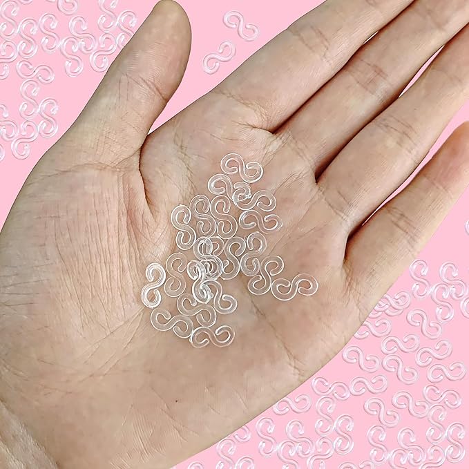1000pcs S-Clips Rubber Band Clips,Loom Band Clip Plastic Connectors Supplement Kit – DIY Refill Supplies,Loom Bands for Jewelry Craft (Clear)