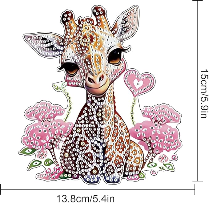Giraffe Diamond Painting Hanging Pendant Kit for Adults, DIY Acrylic Special Shaped Rhinestone Diamond Art Sun Catcher, Window Wall Door Decor for Home or Garden, Valentine’s Day Birthday Gift