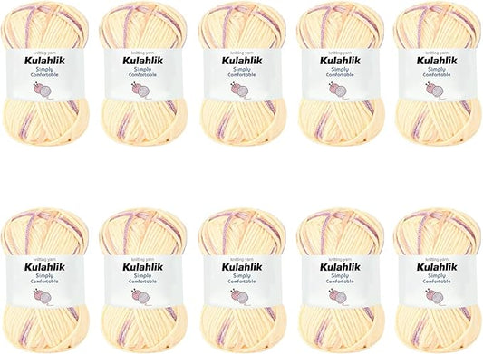 500g(10x50g) Acrylic Yarn for Crocheting and Knitting, Colorful Gradient Yarn Thread, 10 Rolls Skeins, Multicolor Hilo Acrílico, Perfect for DIY Crafts Project