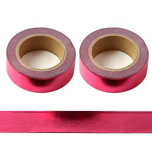 Hot Pink washi tape Hot Pink foil washi tape for wall Decorative crafts Washy-tape Mirror tape Hot Pink strips for wall decor Metallic washi tape Hot Pink duct tape (0.59in x33FT,Hot Pink,2 rolls)