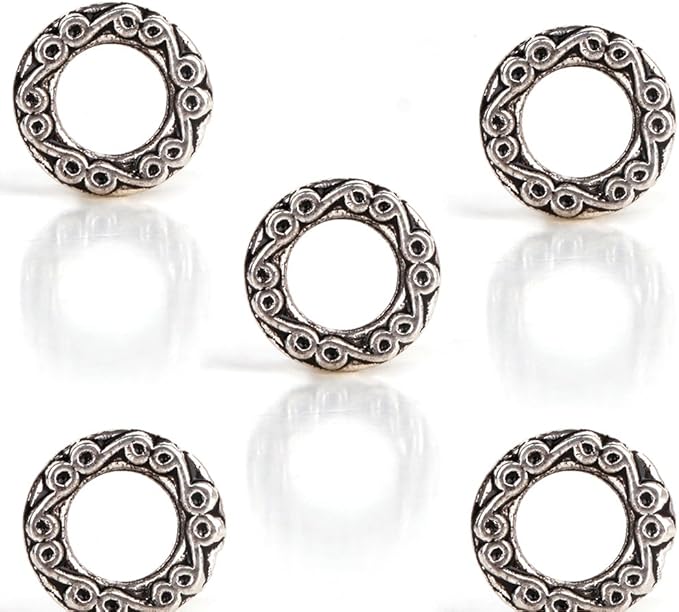 RUBYCA 30pcs Tibetan Silver Tone Spacer Beads Fit European Charms Bracelet Ring Infinity Ornament