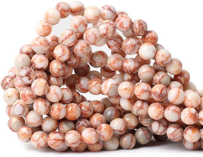 cheavian 45pcs 8mm natural red network stone round loose beads for jewelry making diy materials 1 strand 15"