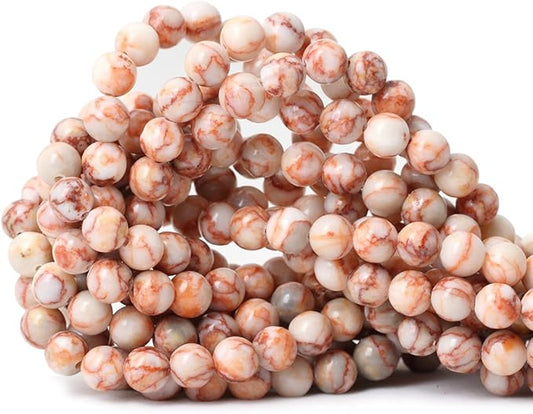 cheavian 45pcs 8mm natural red network stone round loose beads for jewelry making diy materials 1 strand 15"