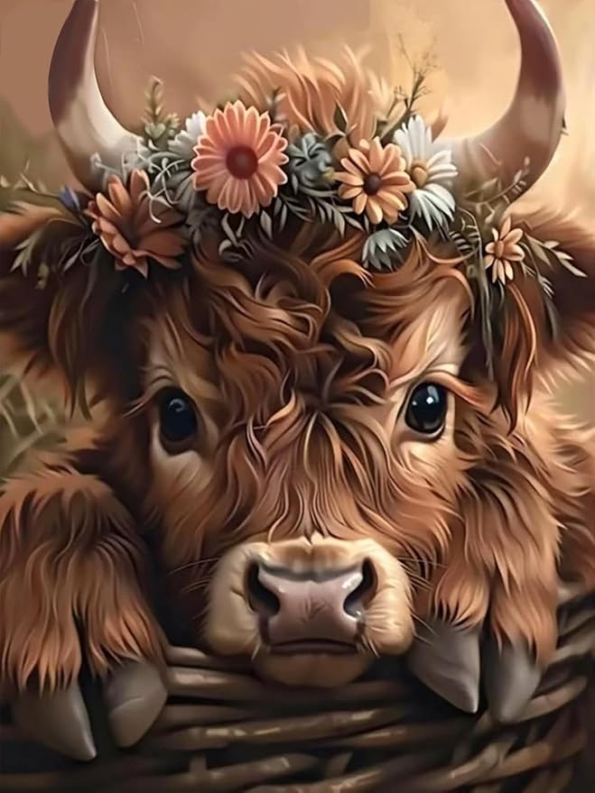Cow Stamped Cross Stitch Kits for Adults Beginner, Stitching Cute Patterns Dimensions Cross Stitch Kits Embroidery Kit Arts and Crafts for Beginners 15.7x11.8 inches