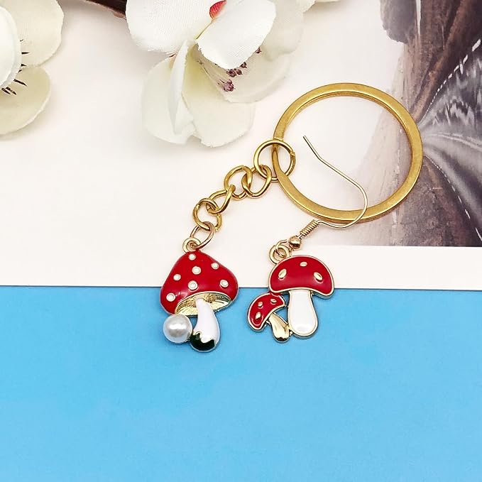 Youdiyla 20pcs Alloy enamel mushroom set series Pendant Jewelry Making DIY Keychain Earrings Pendant Various Design Charms for Jewelry Making Bracelets Necklace (SN463)