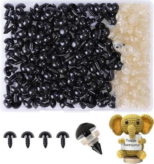 XKDOUS 12mm Safety Eyes, 280pcs for Crocheting, Crochet Eyes for Amigurumi, Stuffed Animal Doll Eyes for DIY Crafts
