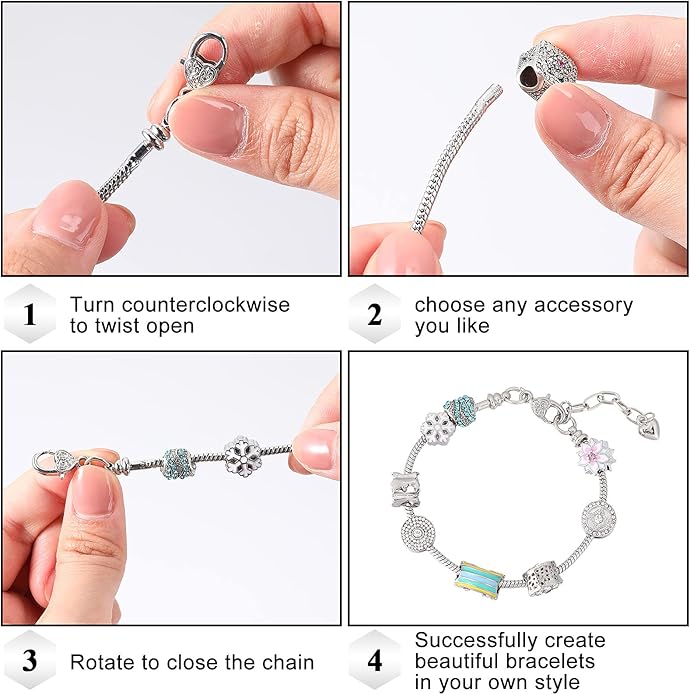 Junkin 12 Pcs Snake Chain Charm Bracelet with Heart Lobster Clasp Extender Adjustable Christmas DIY Metal Bracelet Chain for Women Jewelry Making Gifts Supplies 7.87 Inches