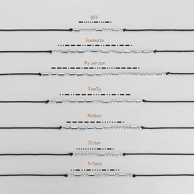 DIY Morse Code Bracelet Making Kit, 800 Round Spacer Beads and 800 Long Tube Spacer Beads Handmade Adjustable Bracelets Necklaces 20 Morse Code Decoding Card and 20 Yard Twine Cord for Jewelry Making