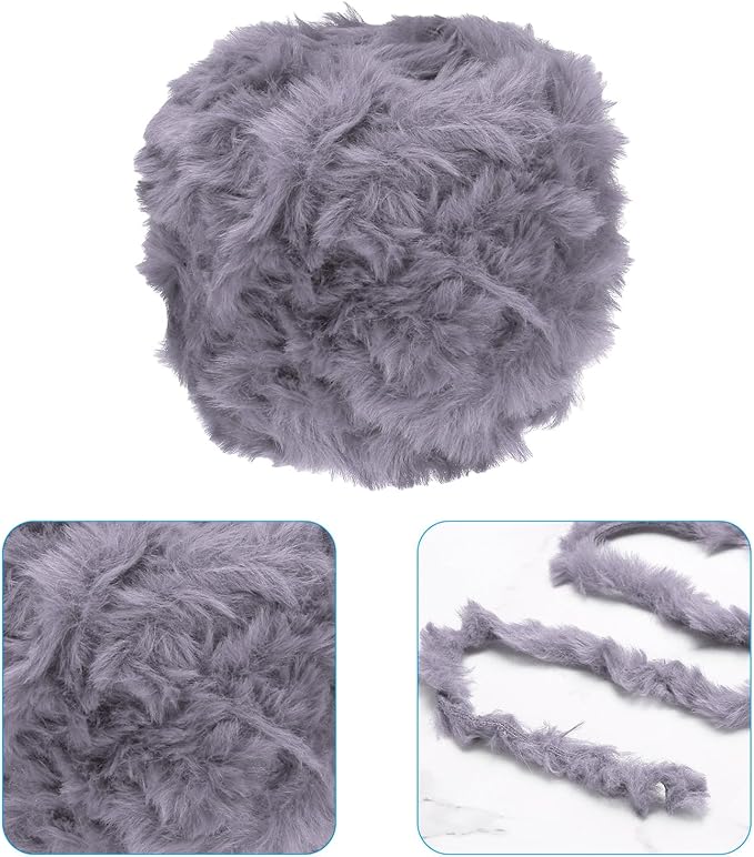 PATIKIL 70yds Faux Fur Yarn, Fuzzy Yarn Crochet Fluffy Yarn Soft Chunky Polyester Plush Fur Eyelash for Crocheting Knit Blanket Rug Sweater Scarf Hat Bear Craft, Violet Purple