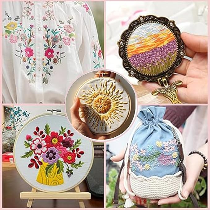 Huacan Embroidery Floss Kit with Storage Box 50 Colors Stitching Threads Sewing Kits 67 Pcs DIY Cross Stitch Accessories Set for Adults Beginner