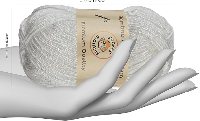 10-Pack of Yonkey Monkey 500 Grams Yarn - 70% Rayon derived from Bamboo, 30% Cotton - Imported - White 9013