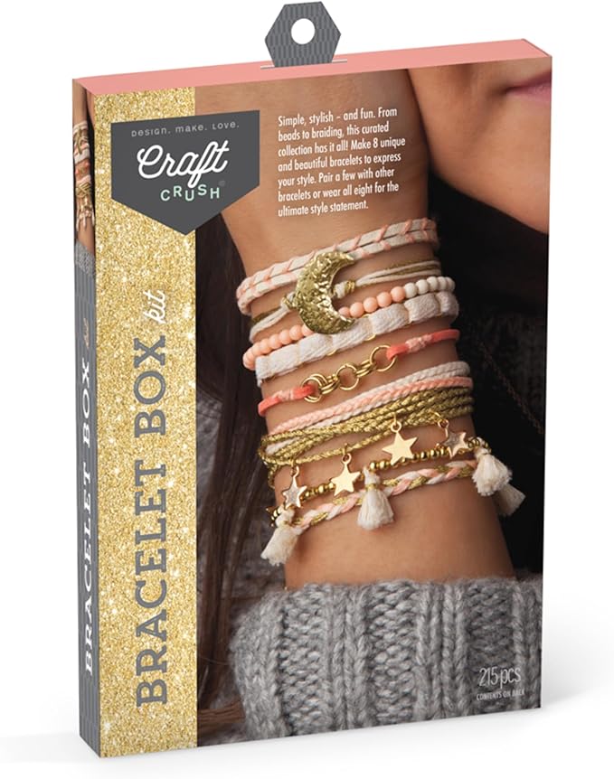 craft crush bracelet making kit - friendship bracelet kit, jewelry making supplies, arts and crafts, sleepover activities, bracelets for teen girls, ages 13+