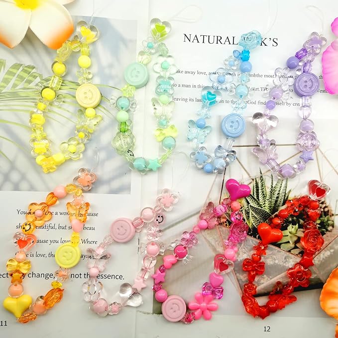 540pcs Acrylic Orange Beads - Assorted Pastel Candy Color Heart Star Butterfly Round Plastic Beads for Bracelets, Necklaces & DIY Crafts