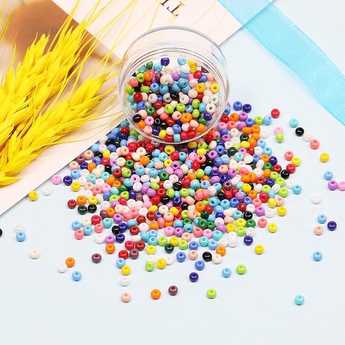 Bala&Fillic Size 3mm Seed Beads About 8400pcs in Box, 8/0 Round Glass Seed Beads for Making Bracelet Necklace Earring Jewelry (About 350pcs/Color, 24 Colors)