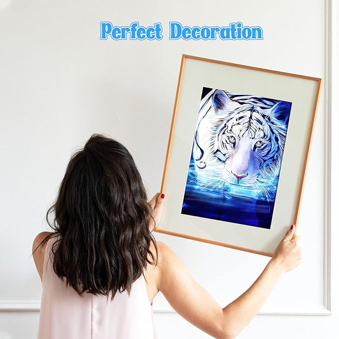NAIMOER Tiger Diamond Art Kits for Adults, Full Drill 5d Diamond Art Animals Diamond Art Kits Gem Art Painting Rhinestone for Home Wall Art Decor 30x40 cm