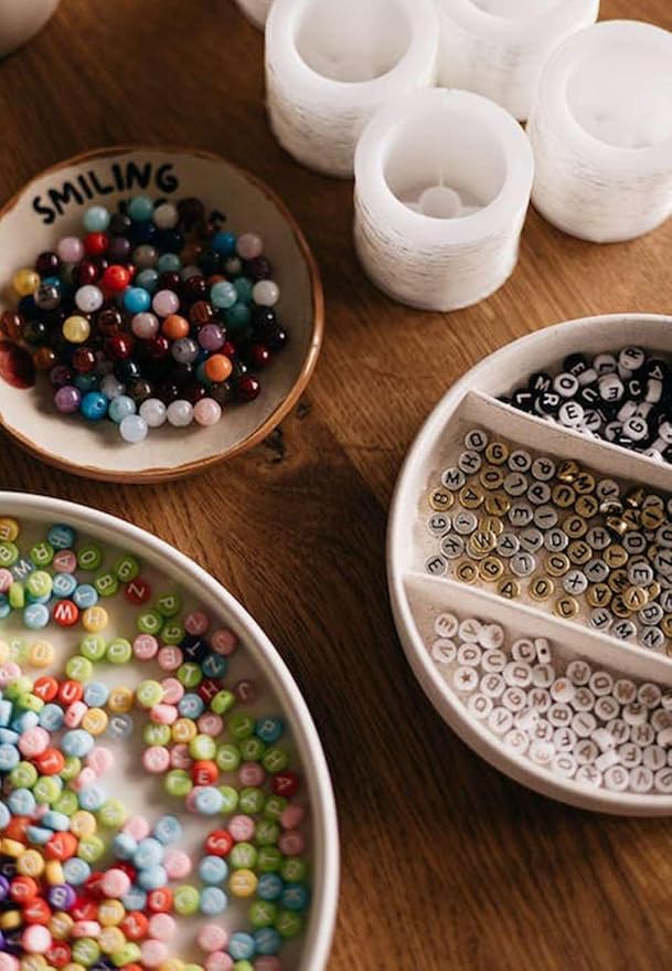 LAIDANLA 1500PCS Acrylic Letter Beads Alphabet Colorful Letters Transparent Round Bead 7×4mm for Jewelry Bracelets Necklaces Key Chains Making
