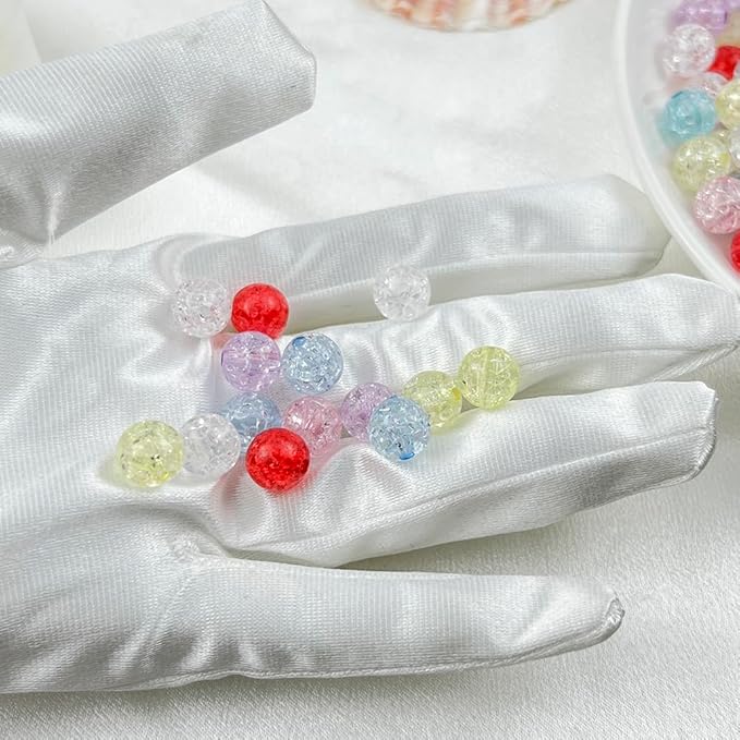 400pcs 8mm Acrylic Crackle Beads - Round Crystal Acrylic Craft Beads with Hole for Jewelry Making - Mixed Colors