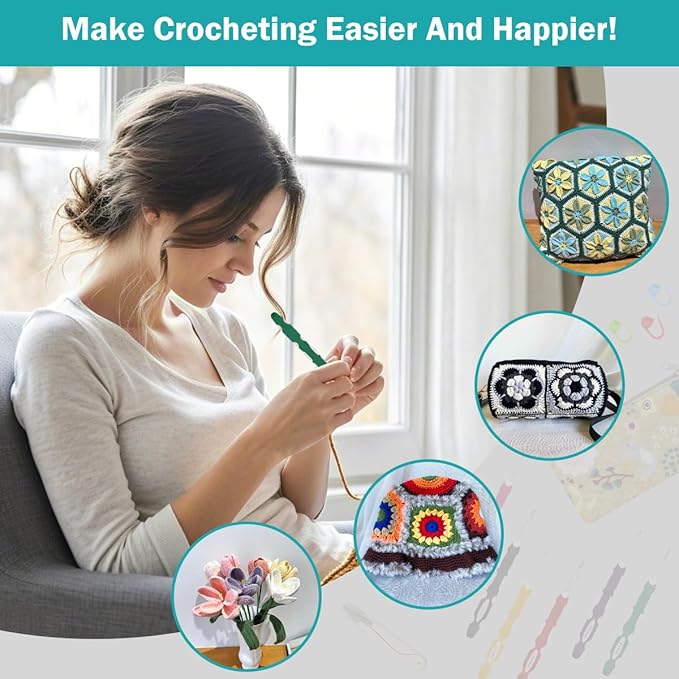 Noocro Complete Crochet Hook Set– 9 Sizes Crochet Hooks Kit with Stitch Markers, Yarn Needles, Measuring Tape, Scissors, Gauge Ruler & Storage Bag – Perfect Knitting Supplies for Beginners & Experts