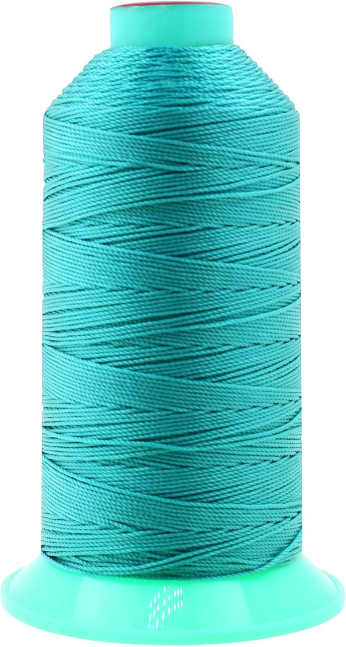 Mandala Crafts Size 346 210D T350 Bonded Nylon Thread - Turquoise 415 YDs Tex 350 Heavy Duty Sewing Threads for Leather, Jeans, Weaving, Outdoor Marine Upholstery