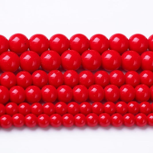 Ruby Glass Stone Beads for Jewelry Making DIY Gemstone Round Crystal Bracelet Necklace 1 Strand 15.5inch 60PCS 6MM