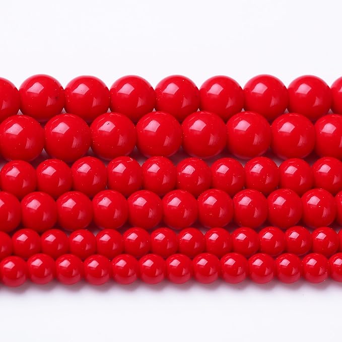 Ruby Glass Stone Beads for Jewelry Making DIY Gemstone Round Crystal Bracelet Necklace 1 Strand 15.5inch 12mm 30pcs