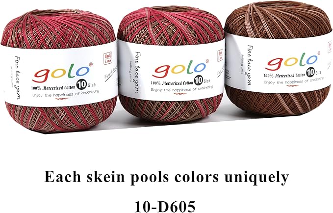 golo Crochet Thread Size10 Space-Dyed Yarn for Hand Knitting D605