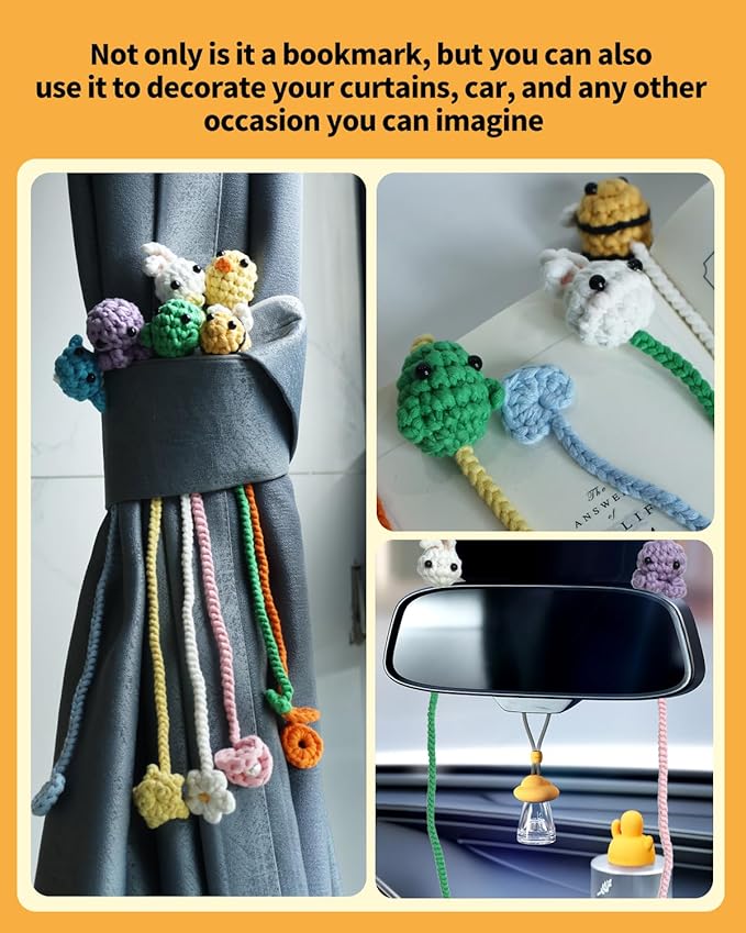 Fortilo Crochet Kit for Beginners 6PCS Crochet Animals Bookmarks with Step-by-Step Video Tutorials 30% Extra Yarn, Perfect for Gifts, Emotional Support, Ideal Knitting Kit for Adults, Kids
