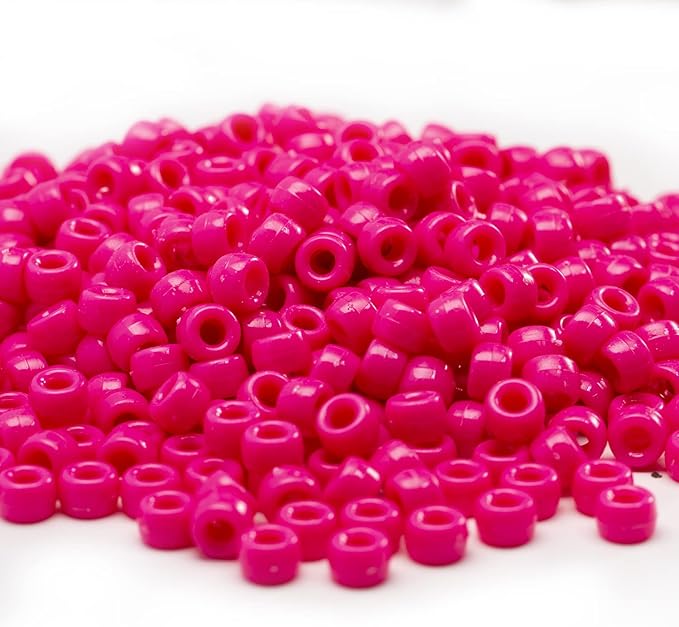 Gxueshan 1000 Pcs Acrylic Rose Red Pony Beads 6x9mm Bulk for Bracelet Necklace Jewelry Making Earring Hair Braiding