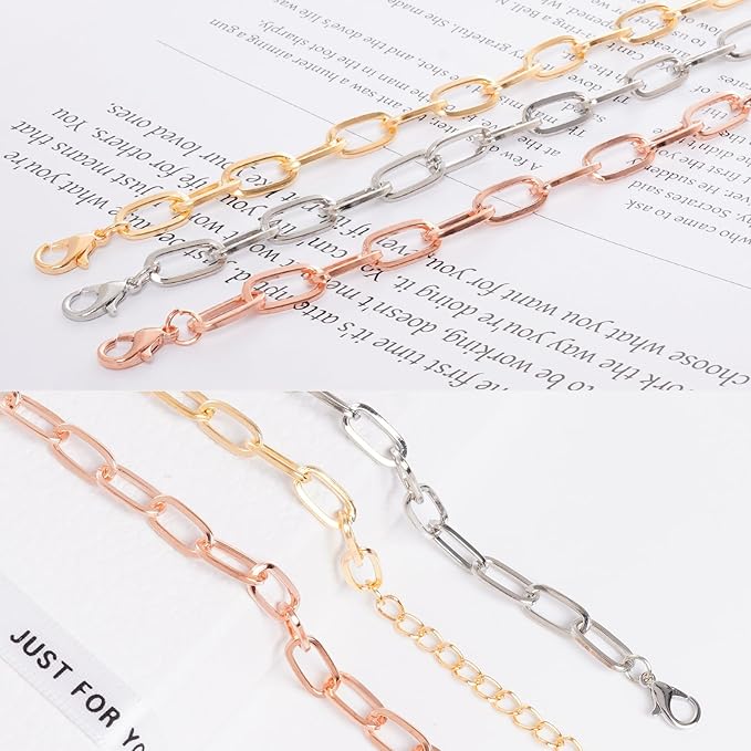 20pcs Chain Bracelets Kit Alloy Link with Lobster Clasps for Christmas DIY Women Jewelry Findings Bracelet Making (Rose Gold)