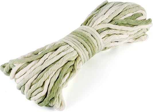 21.87 Yards Green Single Strand Macrame Cord 3.5mm Gradient Colored Cotton Cord Colorful Twine Bohemia Soft Cotton Rope Yarn for DIY Crafts Knitting Crochet Wall Plant Hanger Home Project
