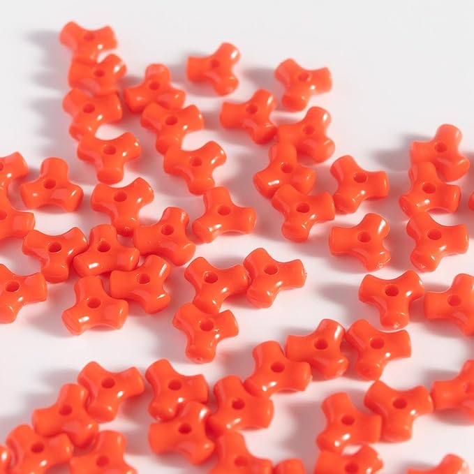 1300 Pcs Acrylic 10mm Plastic 3-Sided Kandi Tri Beads Tri-Shaped Beads Bone Beads Bulk for Wreath Candy Cane Rainbow Holiday Tree Decorations Bead Ornament Jewelry Making Kit (Opaque Red)