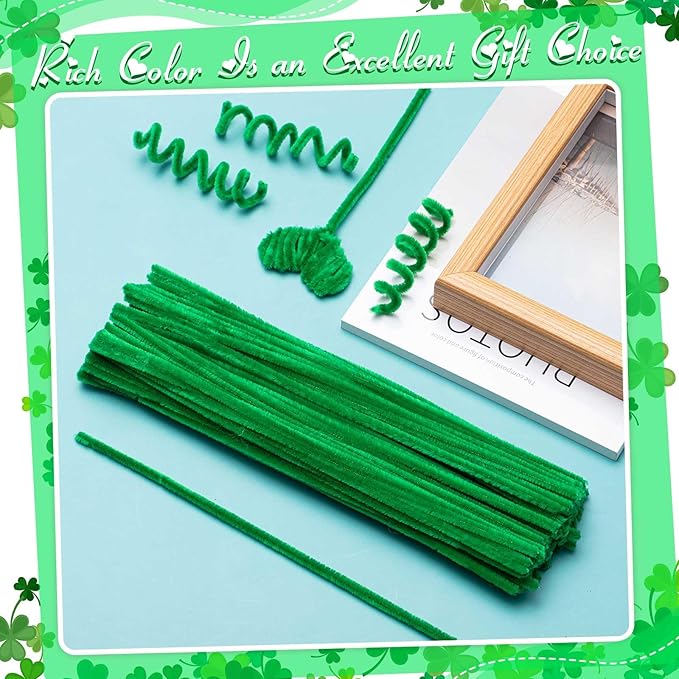 Peryiter 371 Pipe Cleaners Flowers Set, Mixed Colors Chenille Stems Bulk with Floral Wires, Gardening Tape, Stamen for DIY Flower Making Kit, Gift Idea for Mother's Day(Green)