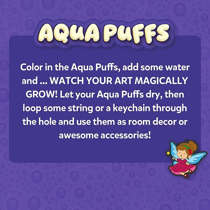 skillmatics 3d art kit - aqua puffs princesses & unicorns, mess-free paint by number craft for kids, diy color & inflate activity, travel & creative gift for girls & boys ages 4, 5, 6, 7, 8, 9, 10