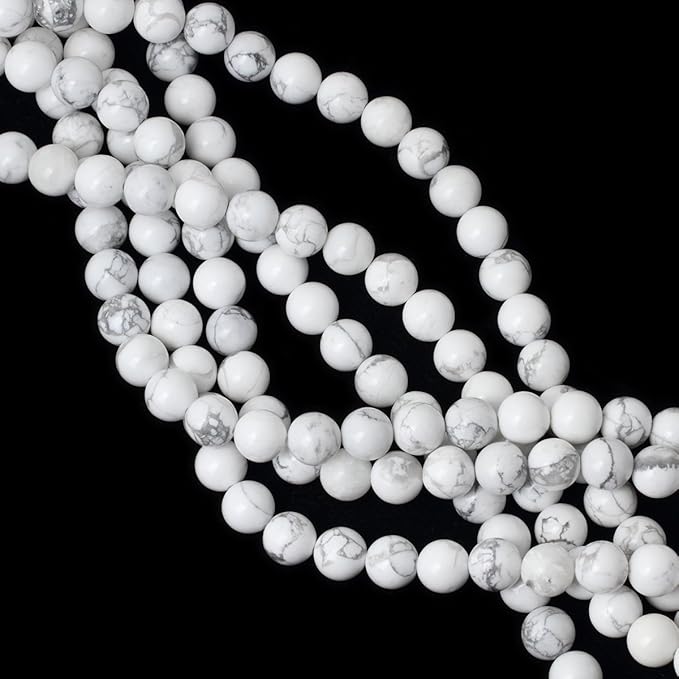 cheavian 10mm 35pcs natural white howlite gemstone round loose stone beads for jewelry making diy crafts design 1 strand 15"