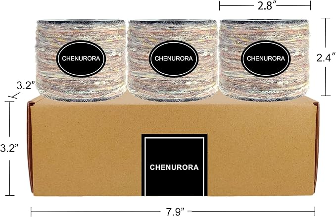 Artisanal Yarn Collection Multifiber Multicolored Fancy Yarn with Subtle Shimmering Threads for Knitting Crocheting Crafts DIY, Set of 3 Rolls (Gray Pink)