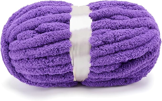 Chunky Yarn for Hand Knitting, Jumbo Chunky Yarn for Crocheting, Chunky Chenille Yarn, 1 Pack (32 yds 8.5 oz Each Skein),#7, Violet